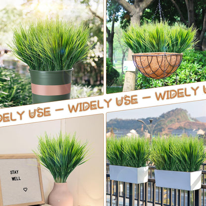 24 Bundles Fake Grass Plants Outdoor Fake Wheat Grass Greenery Stems
