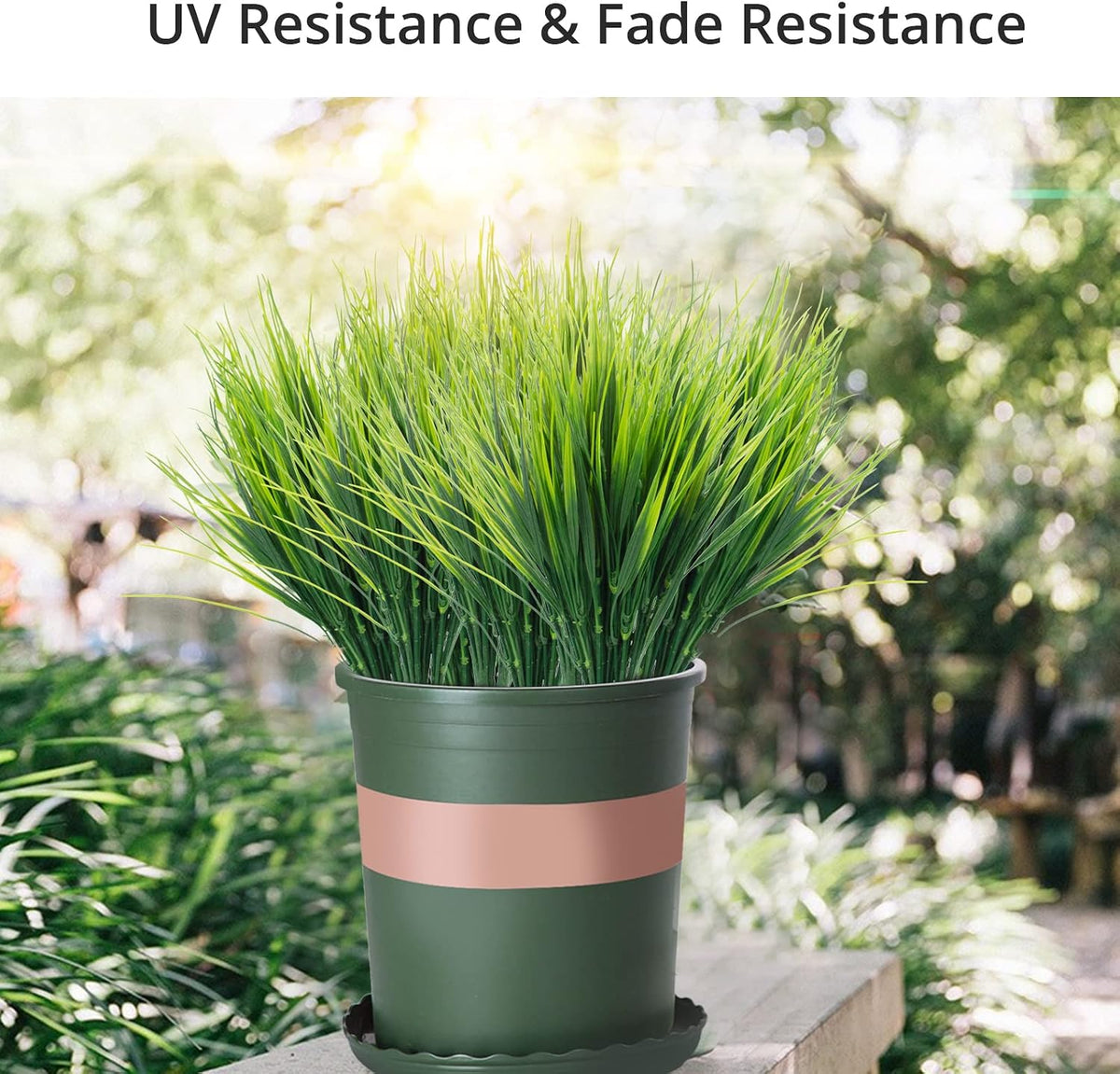 24 Bundles Fake Grass Plants Outdoor Fake Wheat Grass Greenery Stems