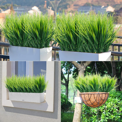 24 Bundles Fake Grass Plants Outdoor Fake Wheat Grass Greenery Stems