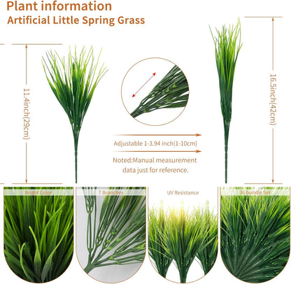 24 Bundles Fake Grass Plants Outdoor Fake Wheat Grass Greenery Stems