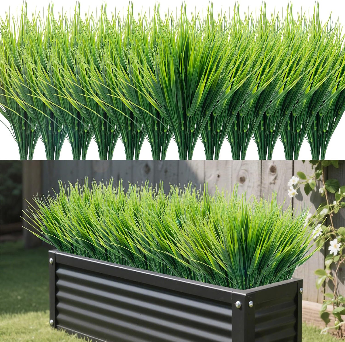 24 Bundles Fake Grass Plants Outdoor Fake Wheat Grass Greenery Stems