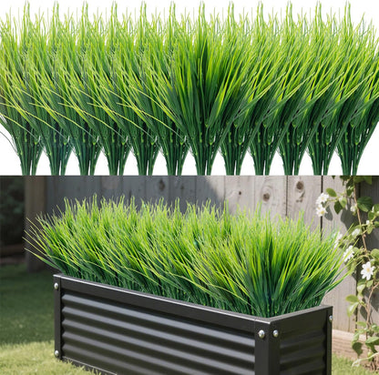 24 Bundles Fake Grass Plants Outdoor Fake Wheat Grass Greenery Stems