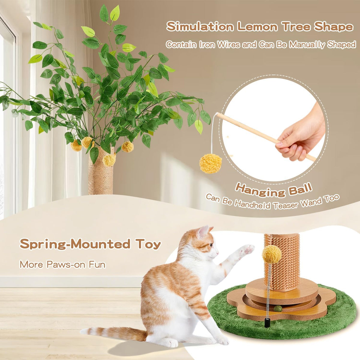 45" Tall Cat Scratching Post with Toy