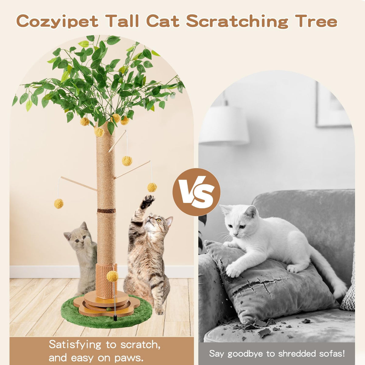 45" Tall Cat Scratching Post with Toy