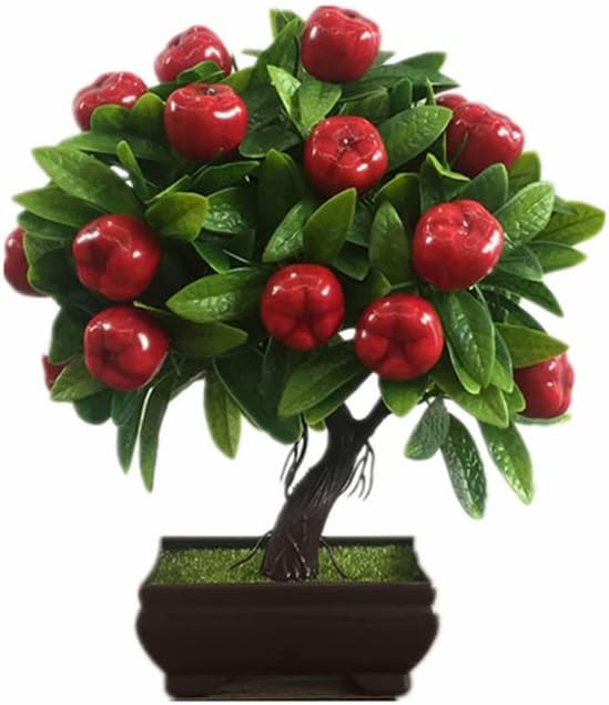 9.85" Artificial Potted Plant, Fake Apple Tree