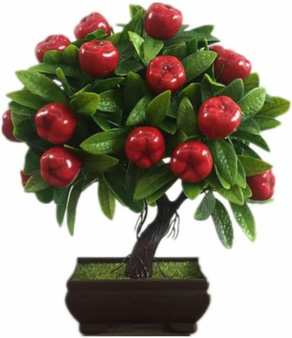 9.85" Artificial Potted Plant, Fake Apple Tree