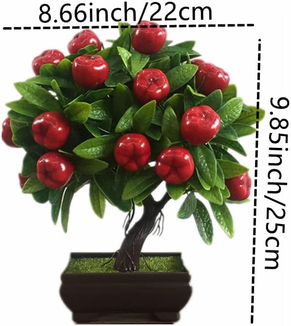 9.85" Artificial Potted Plant, Fake Apple Tree