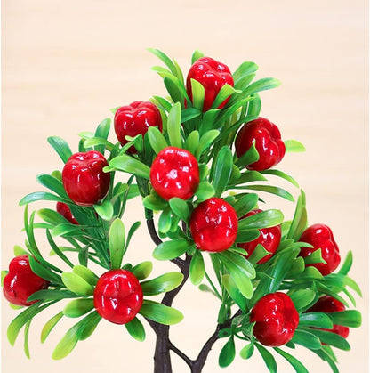 9.85" Artificial Potted Plant, Fake Apple Tree