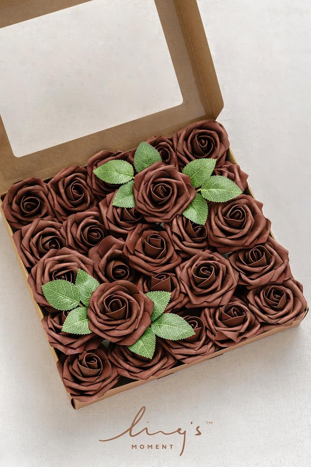 Artificial Flowers Walnut Brown Roses Decor w/Stems - Colors A