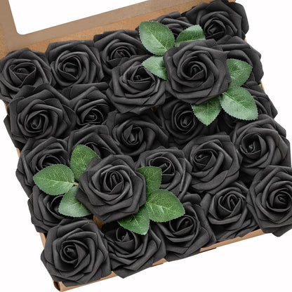 Artificial Flowers Walnut Brown Roses Decor w/Stems - Colors A