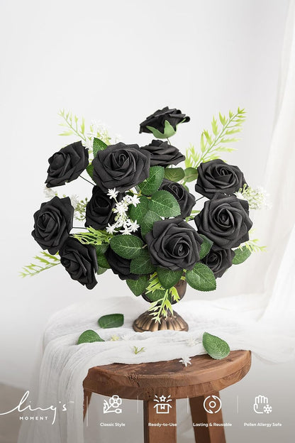 Artificial Flowers Walnut Brown Roses Decor w/Stems - Colors A