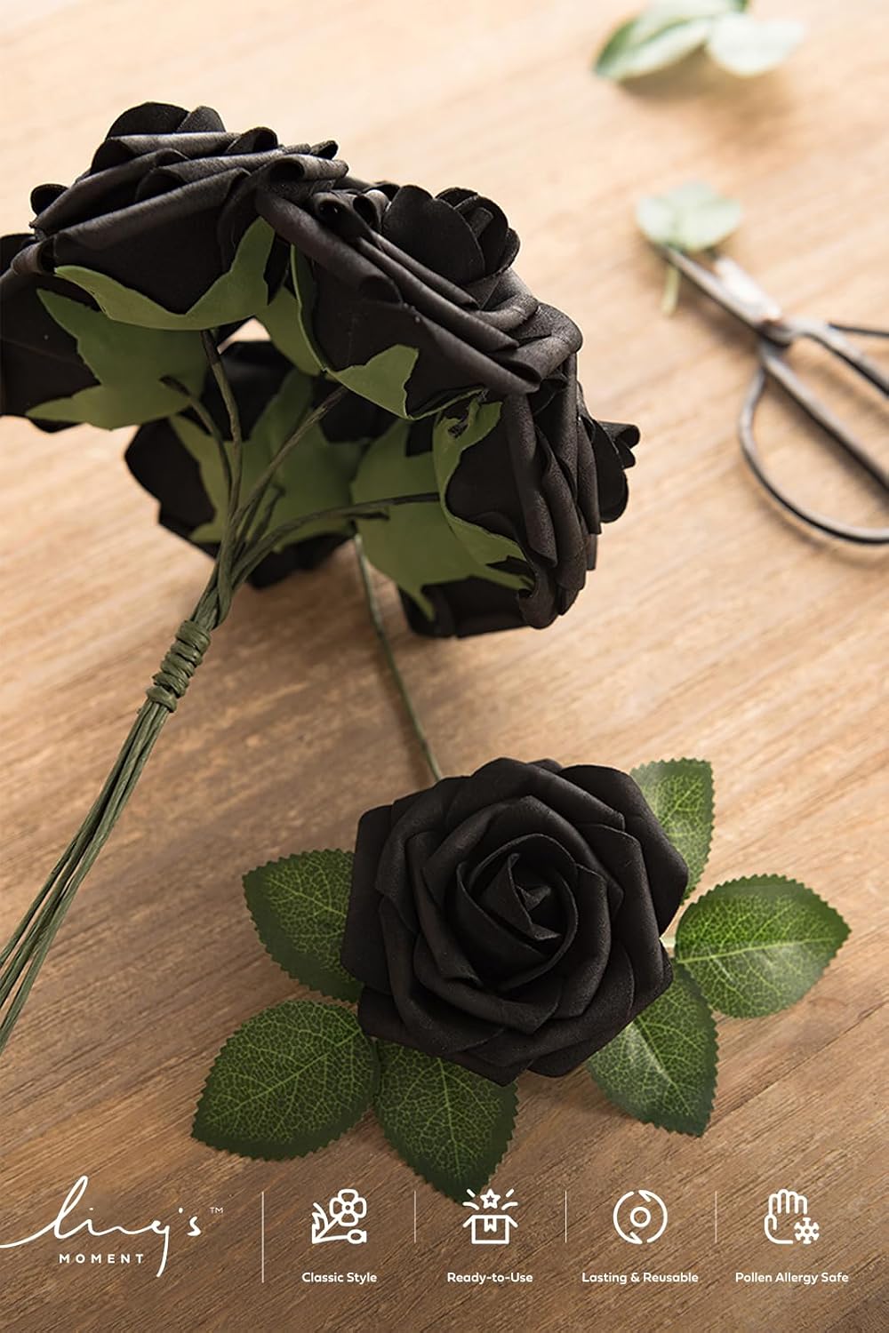 Artificial Flowers Walnut Brown Roses Decor w/Stems - Colors A