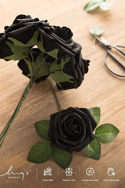 Artificial Flowers Walnut Brown Roses Decor w/Stems - Colors A