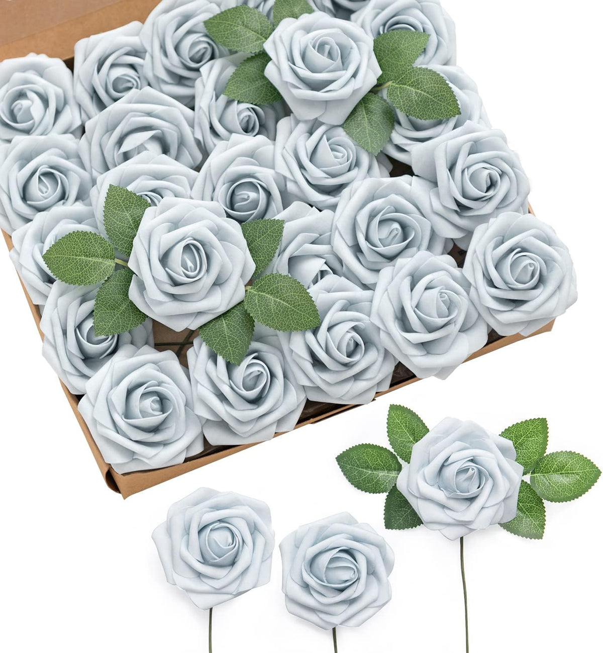 Artificial Flowers Walnut Brown Roses Decor w/Stems - Colors A