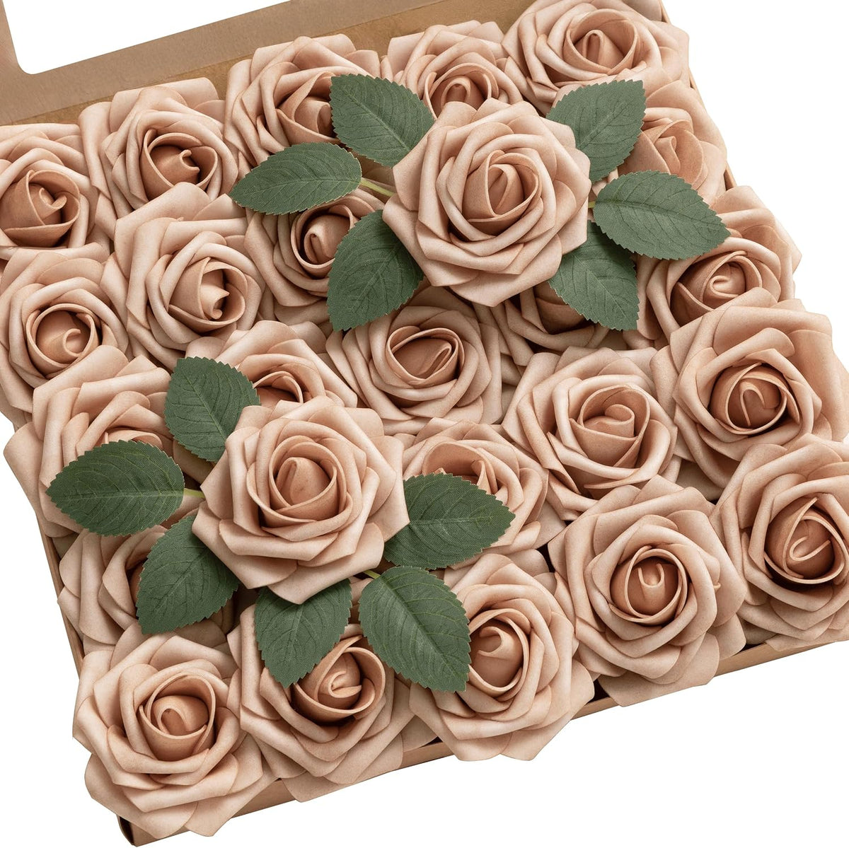 Artificial Flowers Walnut Brown Roses Decor w/Stems - Colors A