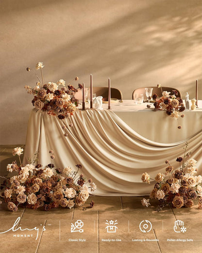 Artificial Flowers Walnut Brown Roses Decor w/Stems - Colors A