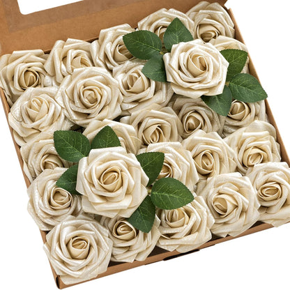Artificial Flowers Walnut Brown Roses Decor w/Stems - Colors A