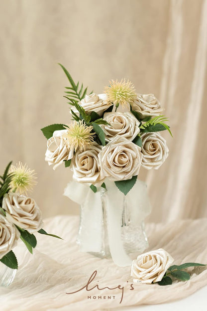 Artificial Flowers Walnut Brown Roses Decor w/Stems - Colors A