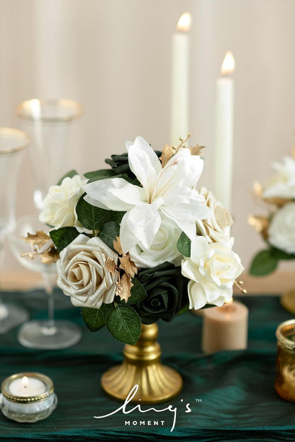 Artificial Flowers Walnut Brown Roses Decor w/Stems - Colors A