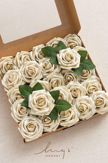 Artificial Flowers Walnut Brown Roses Decor w/Stems - Colors A