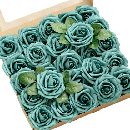 Artificial Flowers Walnut Brown Roses Decor w/Stems - Colors A