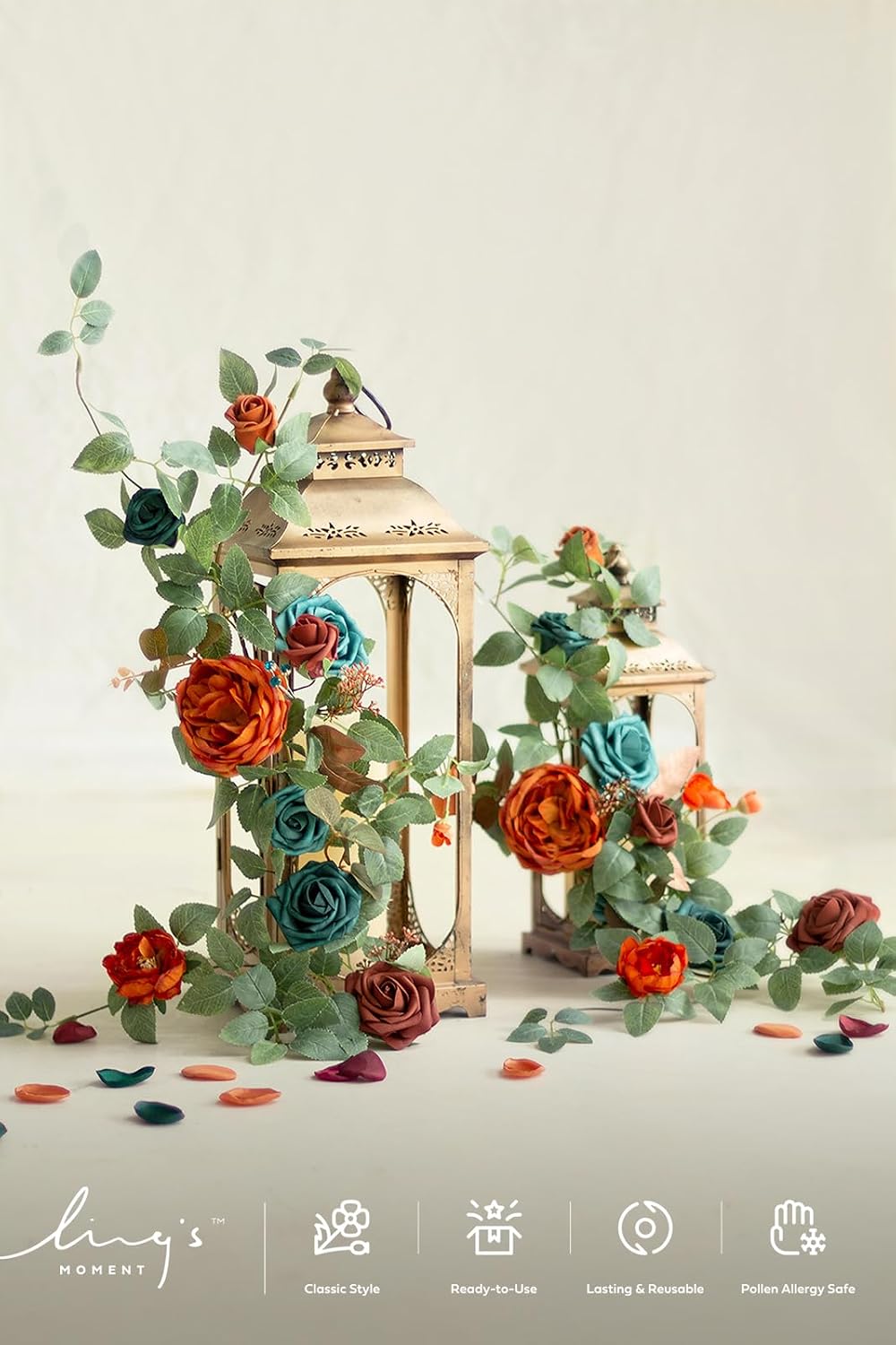 Artificial Flowers Walnut Brown Roses Decor w/Stems - Colors A
