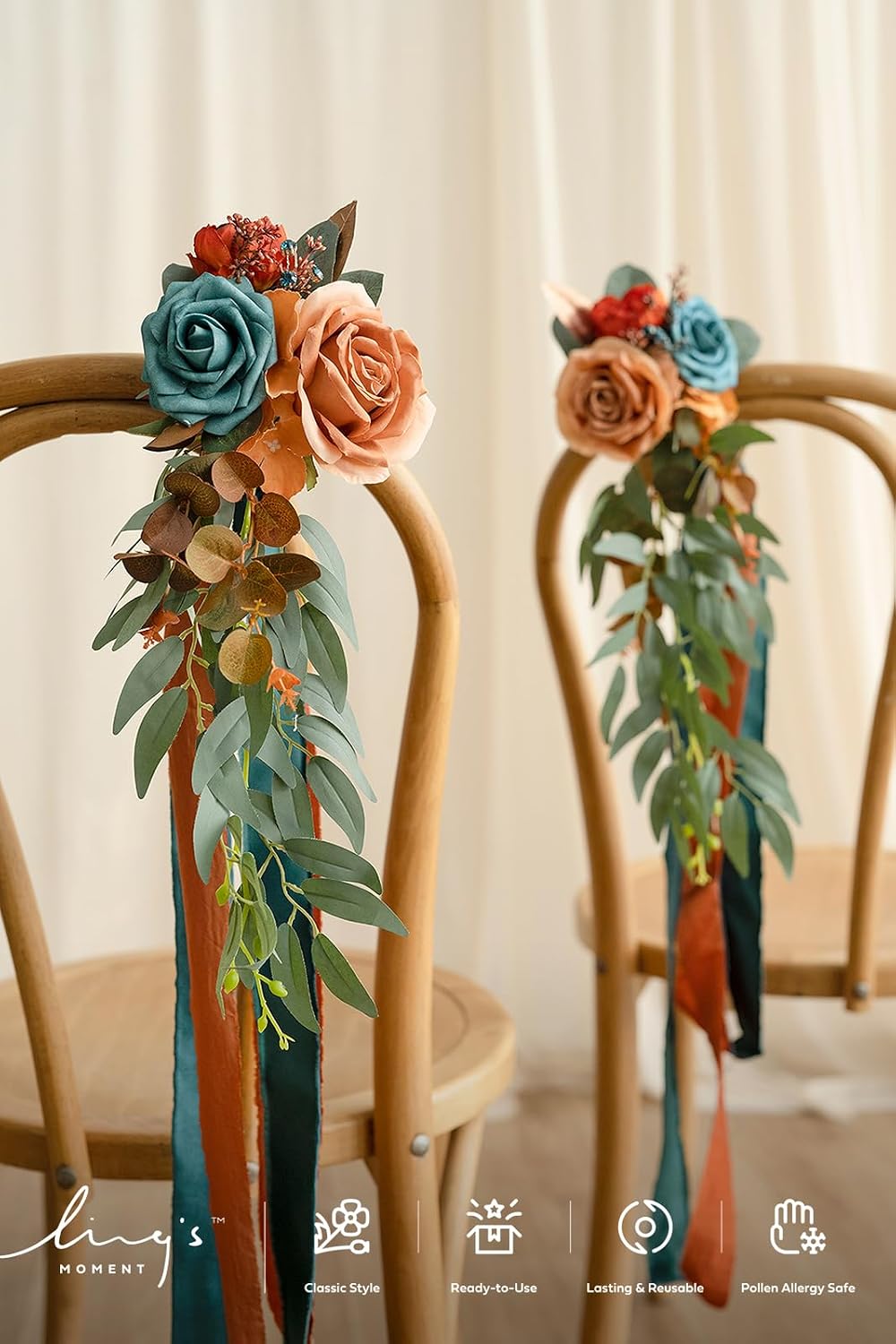 Artificial Flowers Walnut Brown Roses Decor w/Stems - Colors A