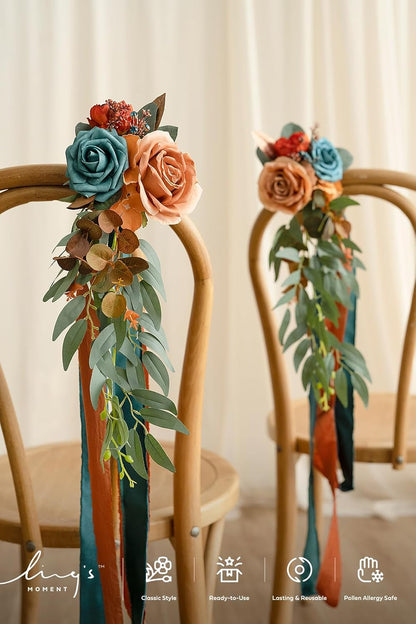 Artificial Flowers Walnut Brown Roses Decor w/Stems - Colors A