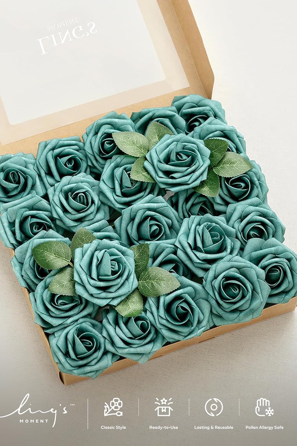 Artificial Flowers Walnut Brown Roses Decor w/Stems - Colors A
