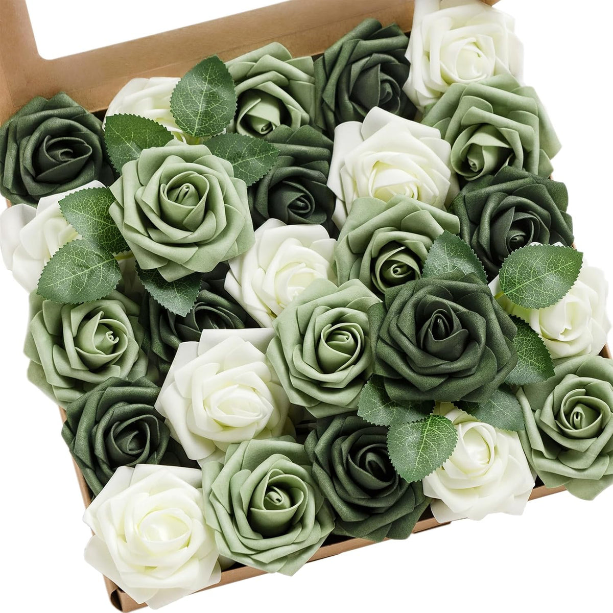 Artificial Flowers Walnut Brown Roses Decor w/Stems - Colors A