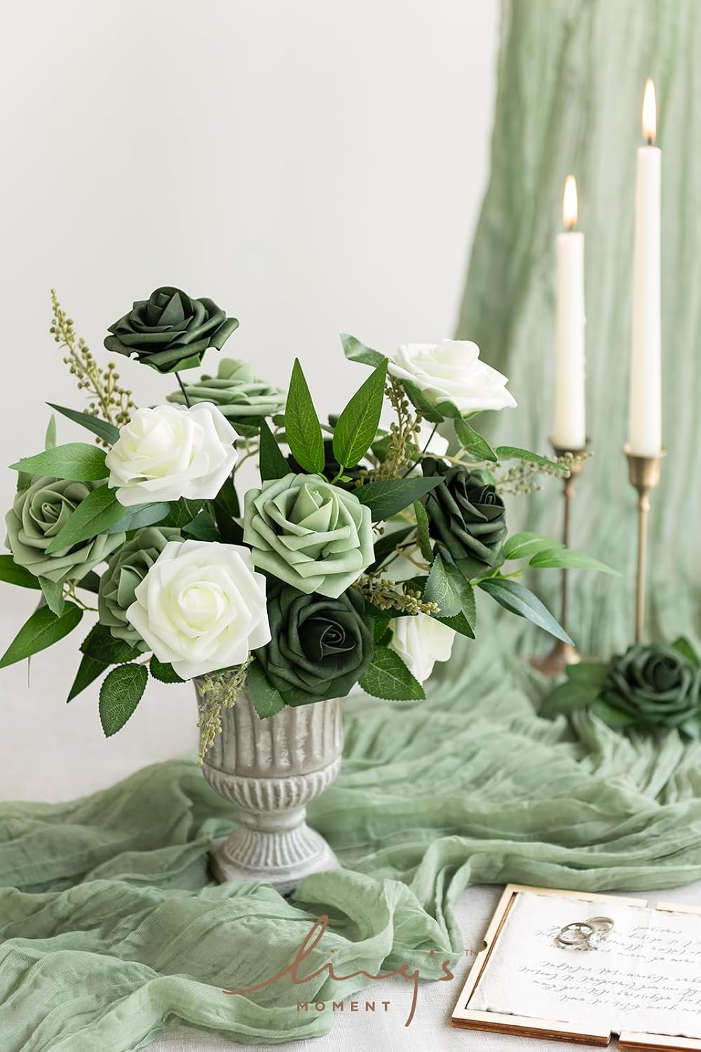 Artificial Flowers Walnut Brown Roses Decor w/Stems - Colors A