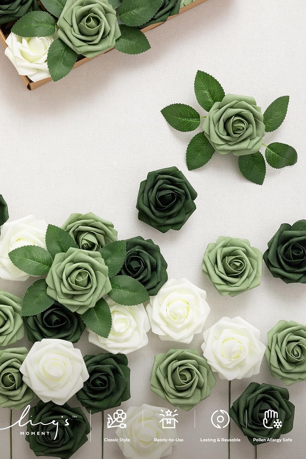 Artificial Flowers Walnut Brown Roses Decor w/Stems - Colors A