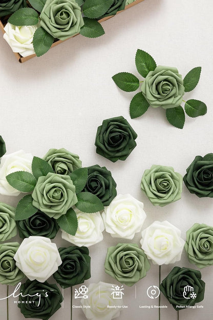 Artificial Flowers Walnut Brown Roses Decor w/Stems - Colors A