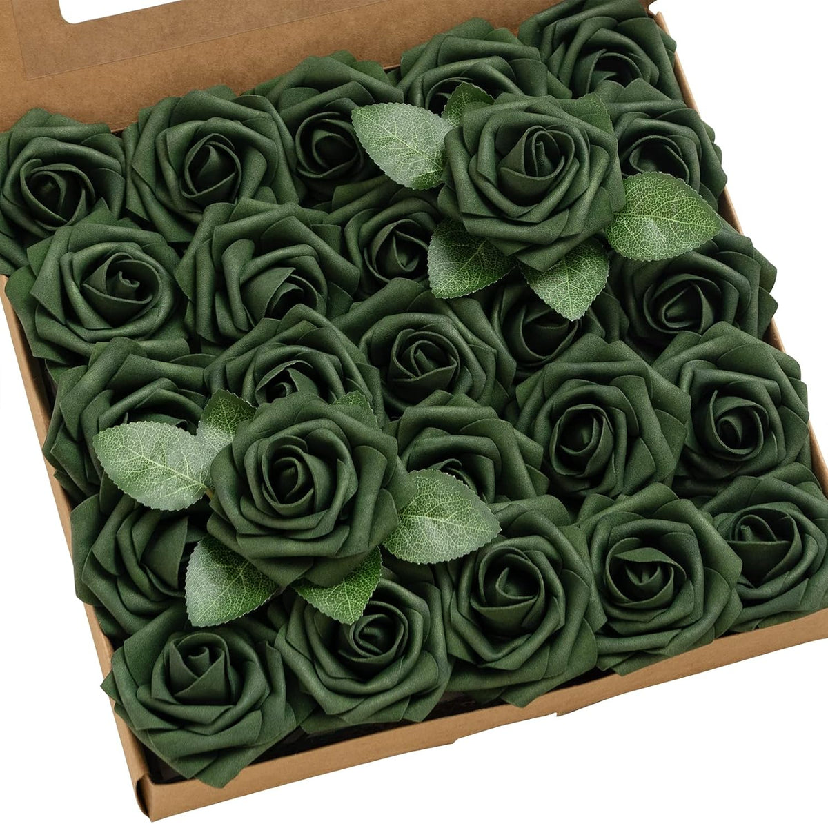 Artificial Flowers Walnut Brown Roses Decor w/Stems - Colors A
