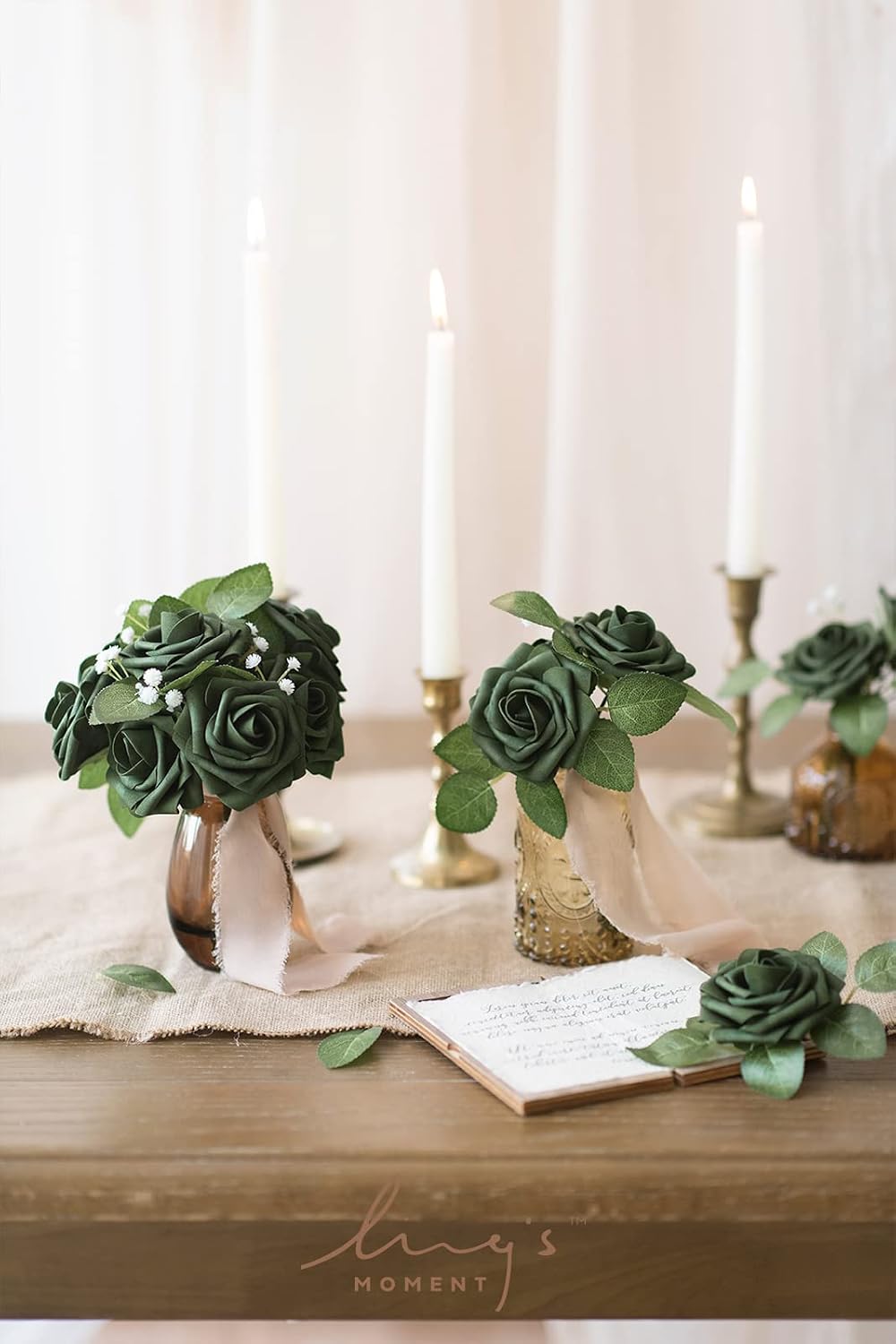 Artificial Flowers Walnut Brown Roses Decor w/Stems - Colors A