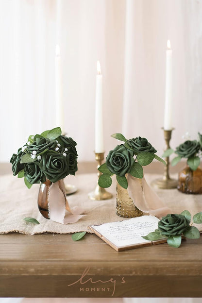 Artificial Flowers Walnut Brown Roses Decor w/Stems - Colors A
