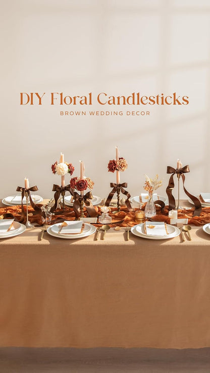 Artificial Flowers Walnut Brown Roses Decor w/Stems - Colors A
