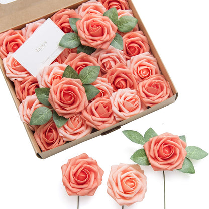 Artificial Flowers Walnut Brown Roses Decor w/Stems - Colors A
