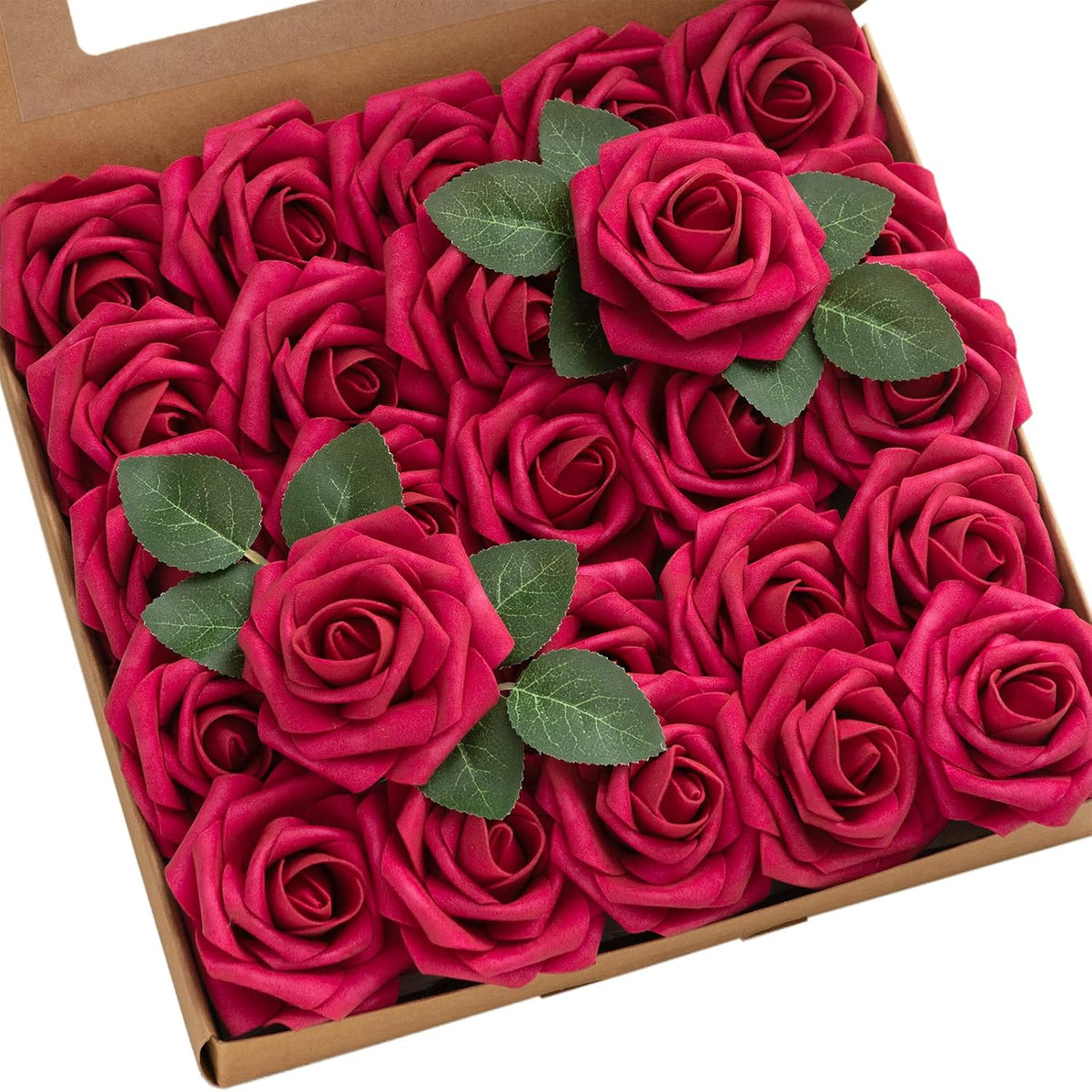 Artificial Flowers Walnut Brown Roses Decor w/Stems - Colors A