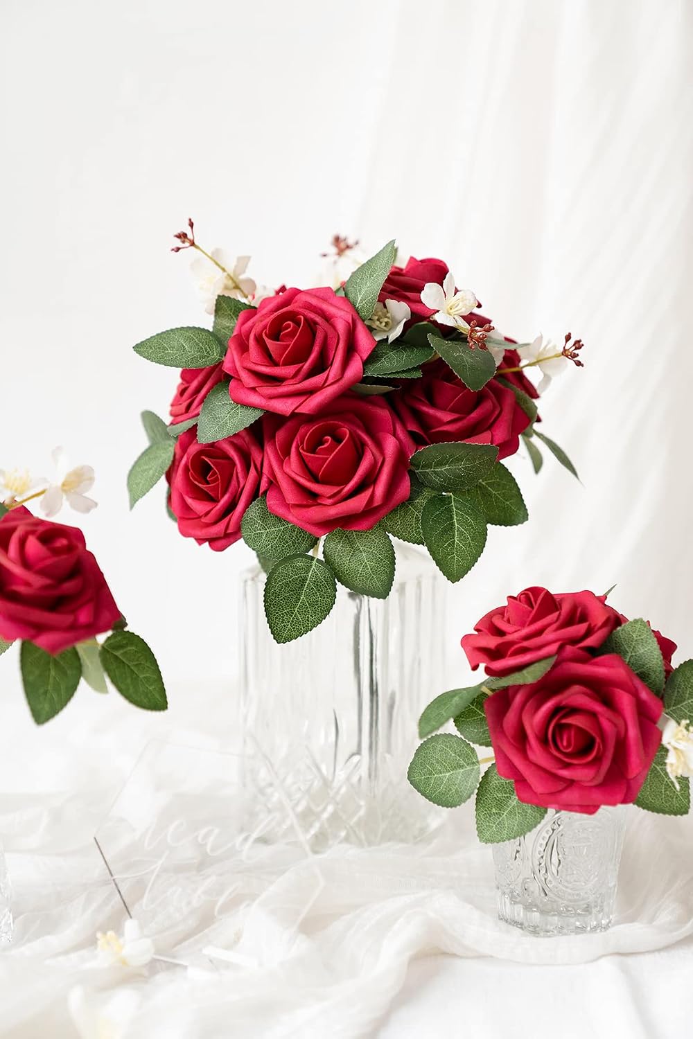 Artificial Flowers Walnut Brown Roses Decor w/Stems - Colors A