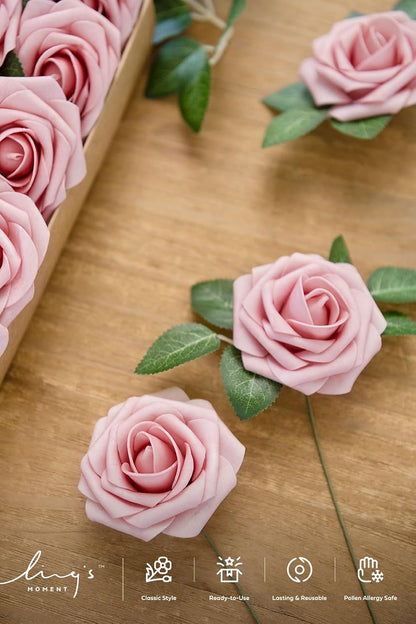 Artificial Flowers Walnut Brown Roses Decor w/Stems - Colors A