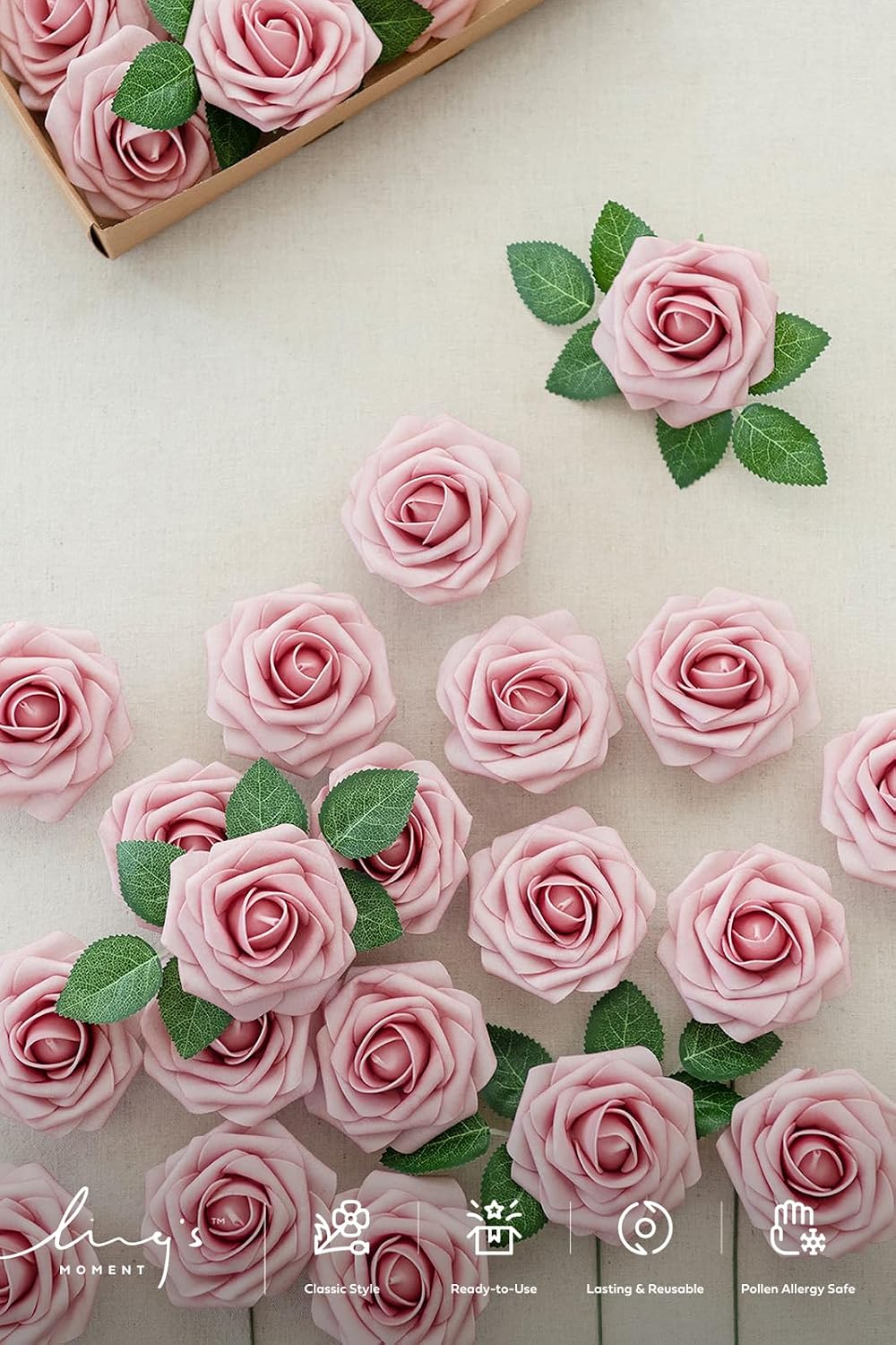 Artificial Flowers Walnut Brown Roses Decor w/Stems - Colors A