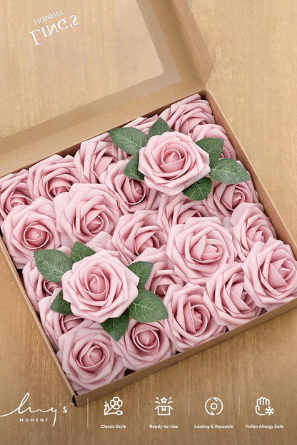Artificial Flowers Walnut Brown Roses Decor w/Stems - Colors A
