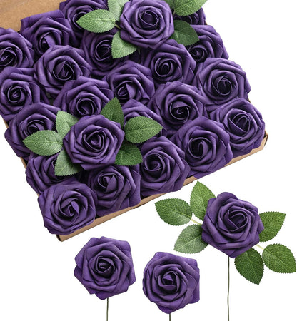 Artificial Flowers Walnut Brown Roses Decor w/Stems - Colors A
