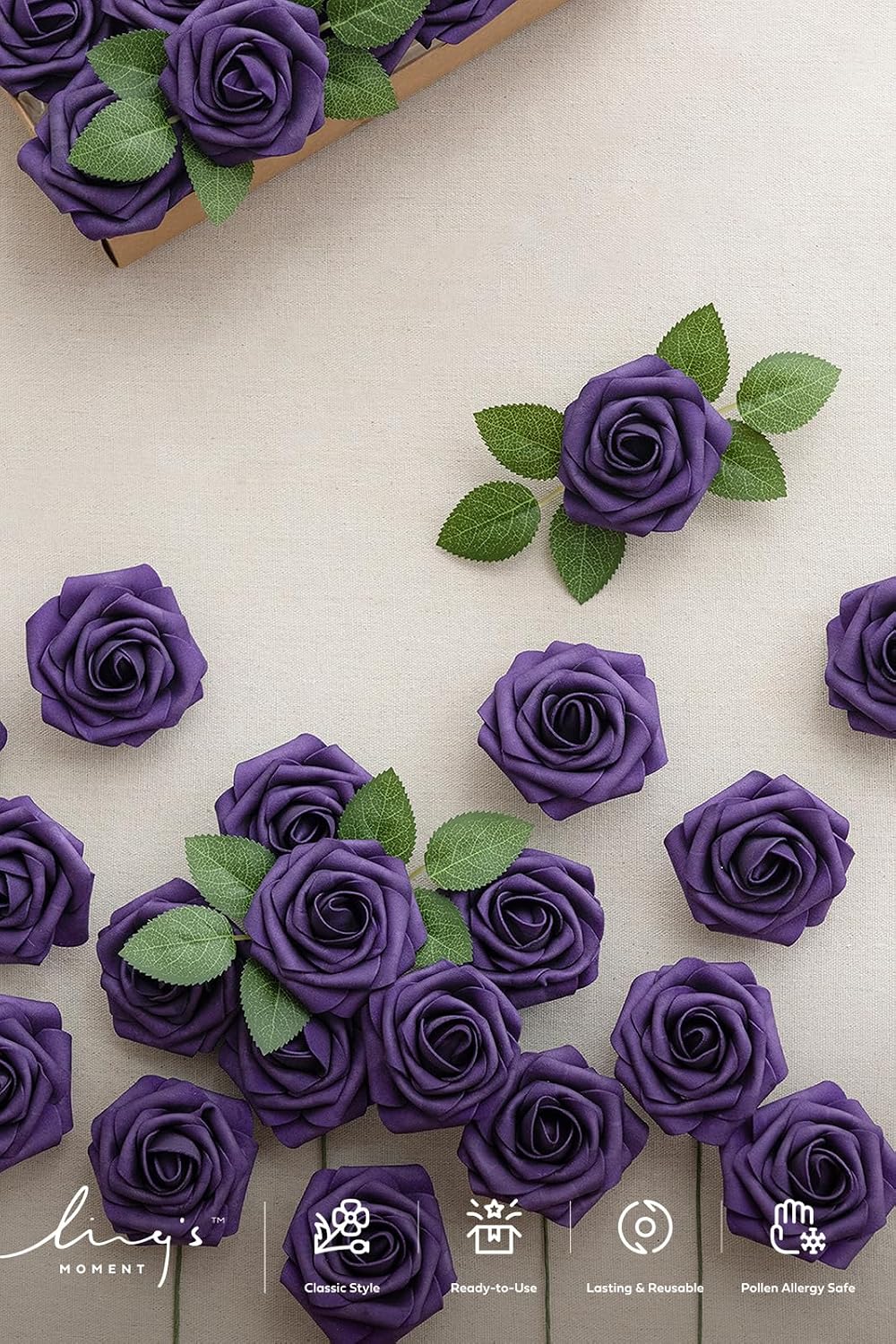 Artificial Flowers Walnut Brown Roses Decor w/Stems - Colors A