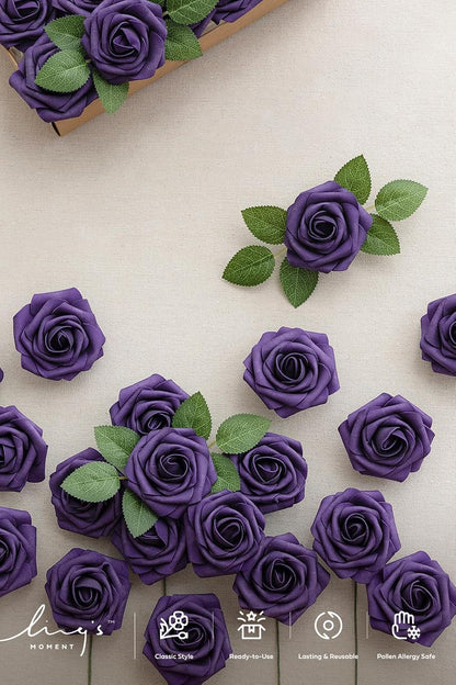 Artificial Flowers Walnut Brown Roses Decor w/Stems - Colors A
