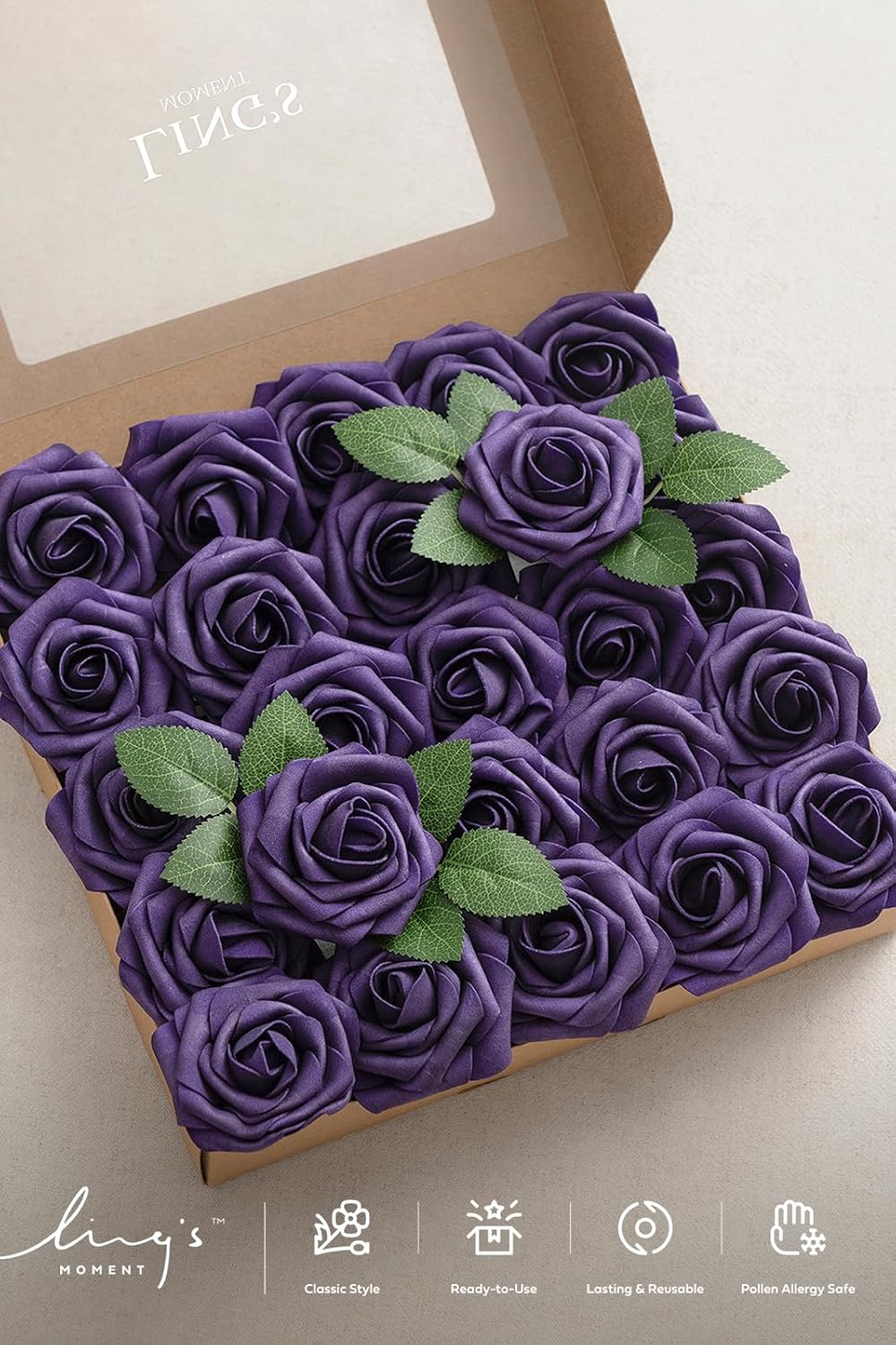 Artificial Flowers Walnut Brown Roses Decor w/Stems - Colors A