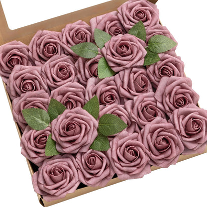 Artificial Flowers Walnut Brown Roses Decor w/Stems - Colors A
