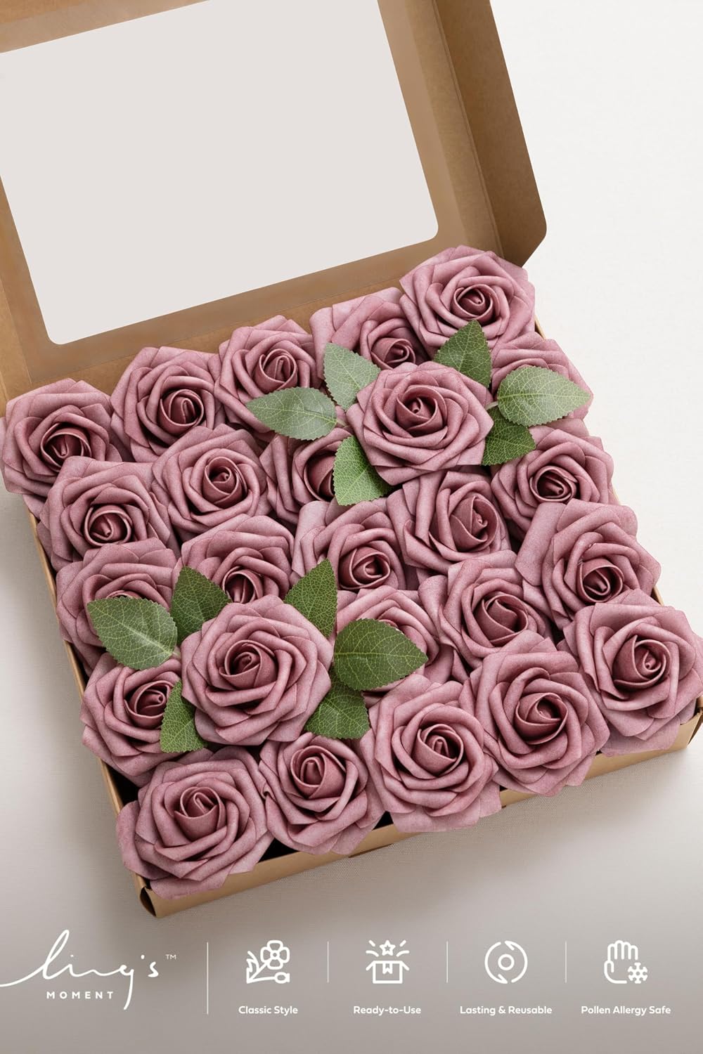 Artificial Flowers Walnut Brown Roses Decor w/Stems - Colors A