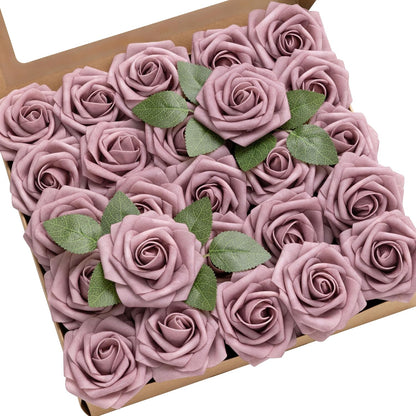 Artificial Flowers Walnut Brown Roses Decor w/Stems - Colors A
